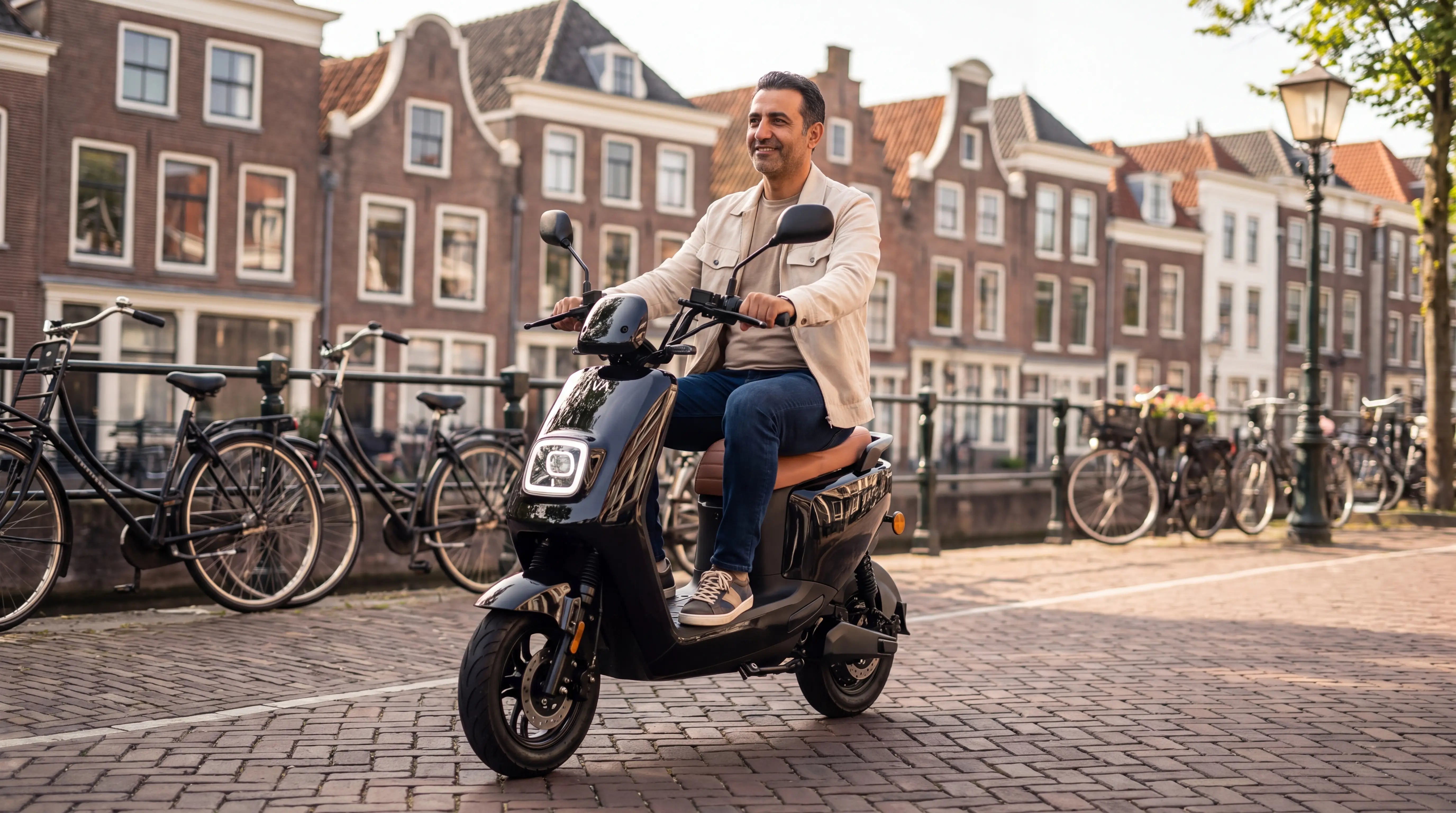 Wat kost een elektrische scooter – man rijdt IVA E-GO S4 2.0 door Dordrecht