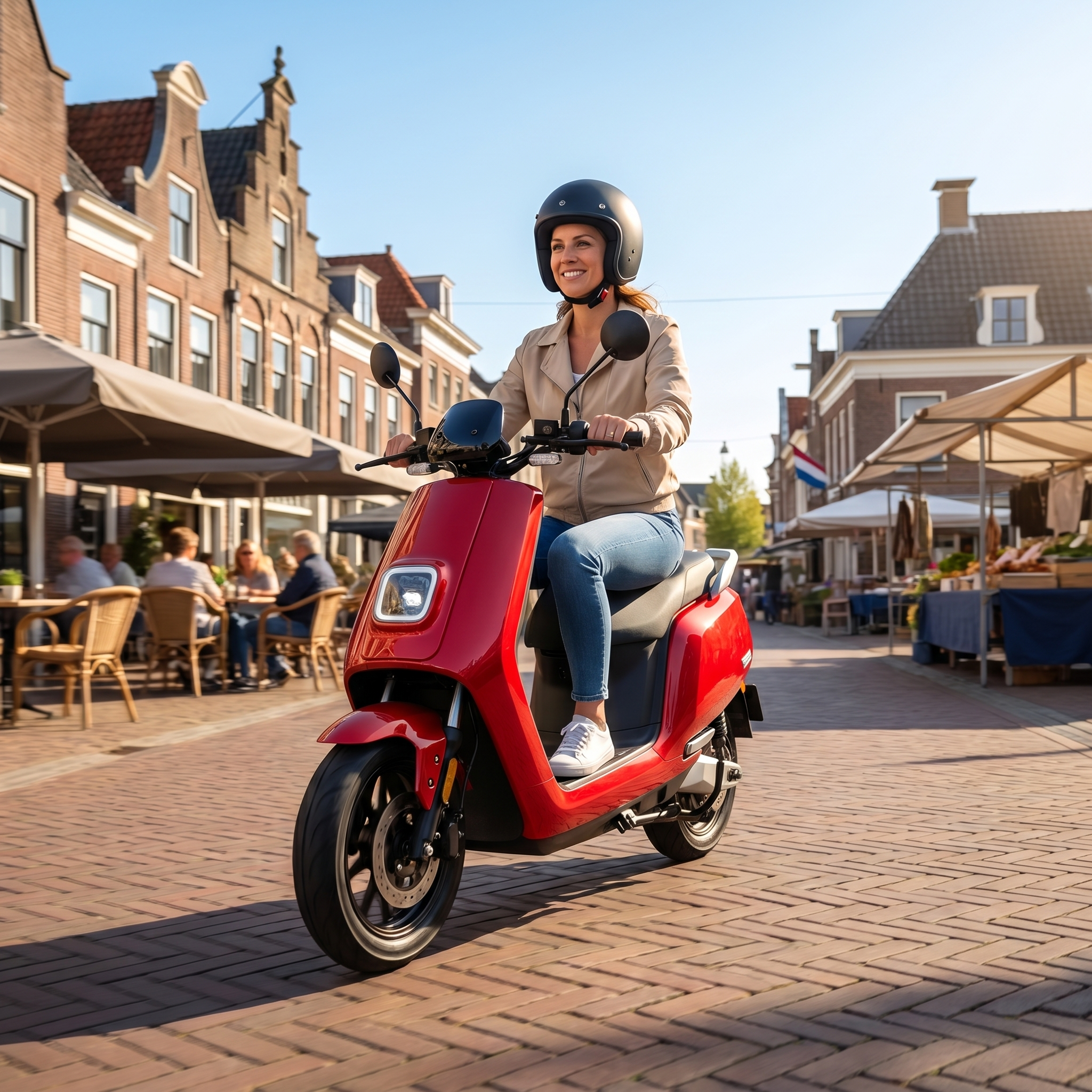 IVA E-GO S5 elektrische scooter in rood met handvatten en wielen, ontworpen voor stadsvervoer en mobiliteit.