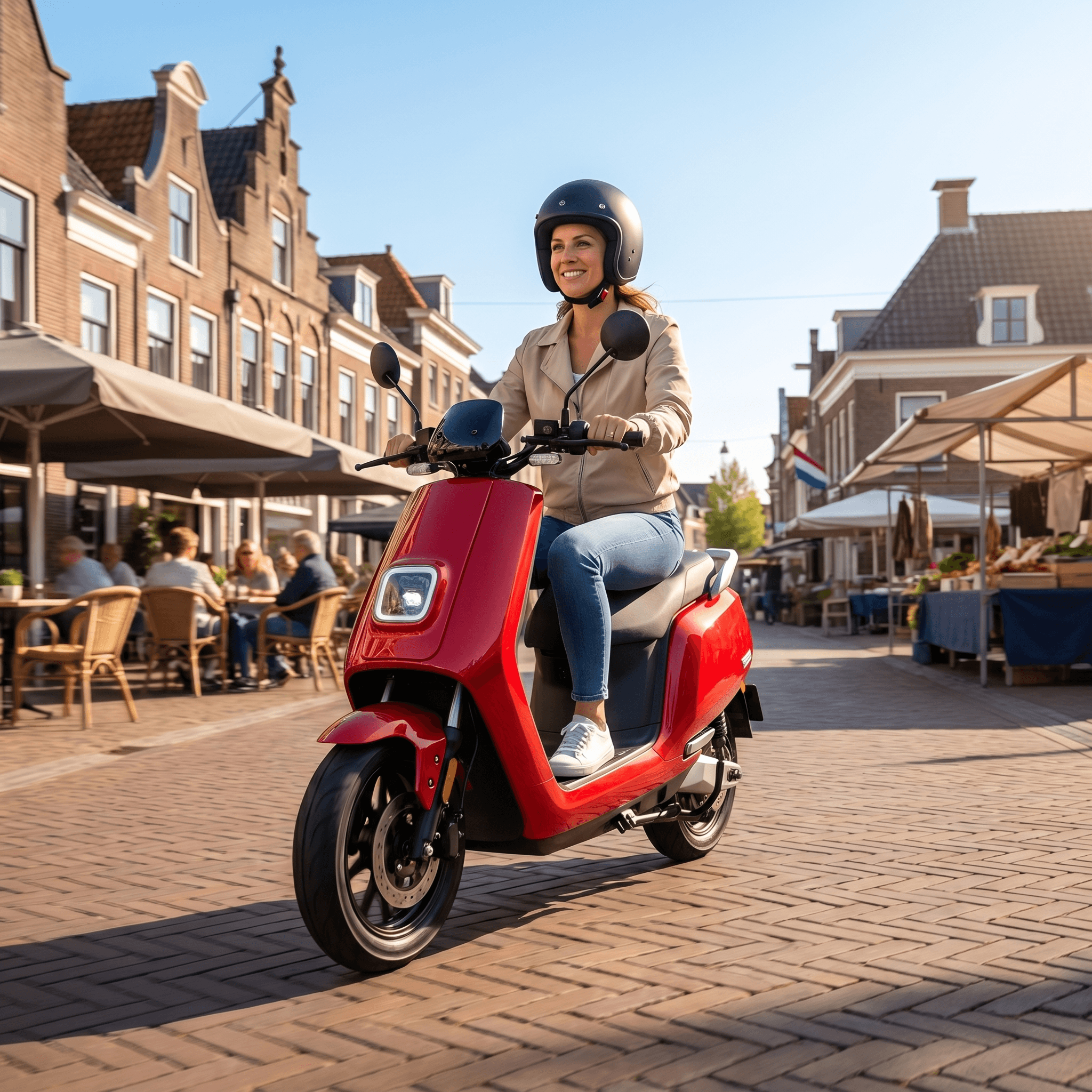 IVA E-GO S5 elektrische scooter in rood met handvatten en wielen, ontworpen voor stadsvervoer en mobiliteit.