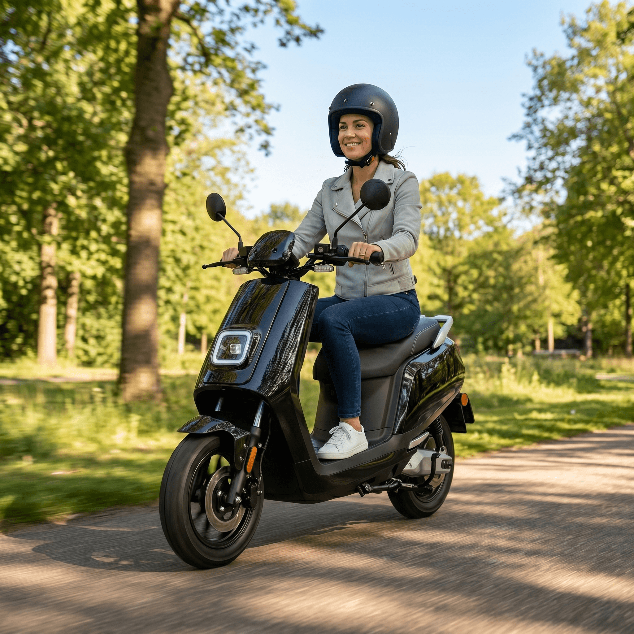Zwarte IVA E-GO S5 elektrische step met handvatten en wielen, klaar voor gebruik.