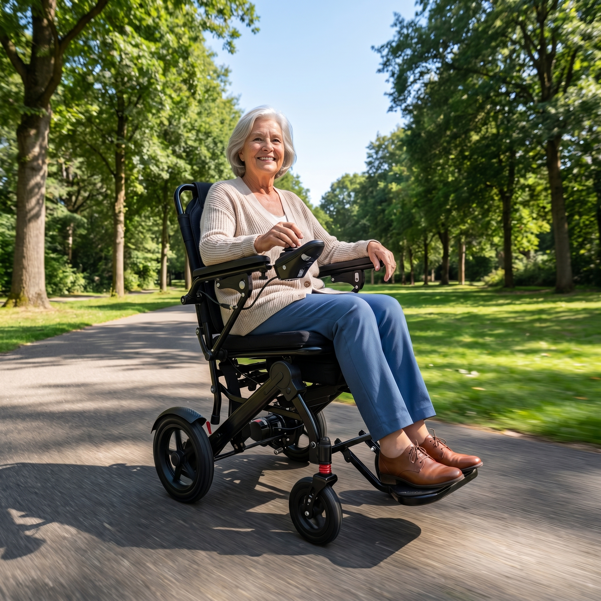 Zwarte IVA Move 300 rolstoel met wielen en armleuningen, ontworpen voor comfort en mobiliteit.