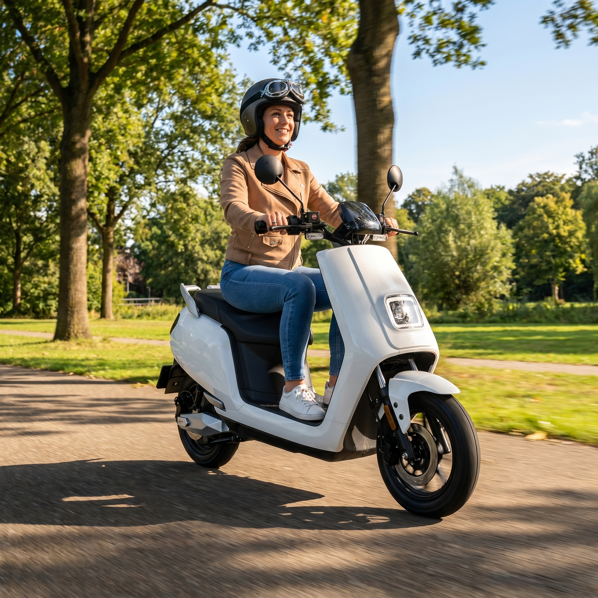 IVA E-GO S5 witte e-scooter met inklapbaar stuur en lichte frame, geschikt voor stadsvervoer en dagelijks gebruik