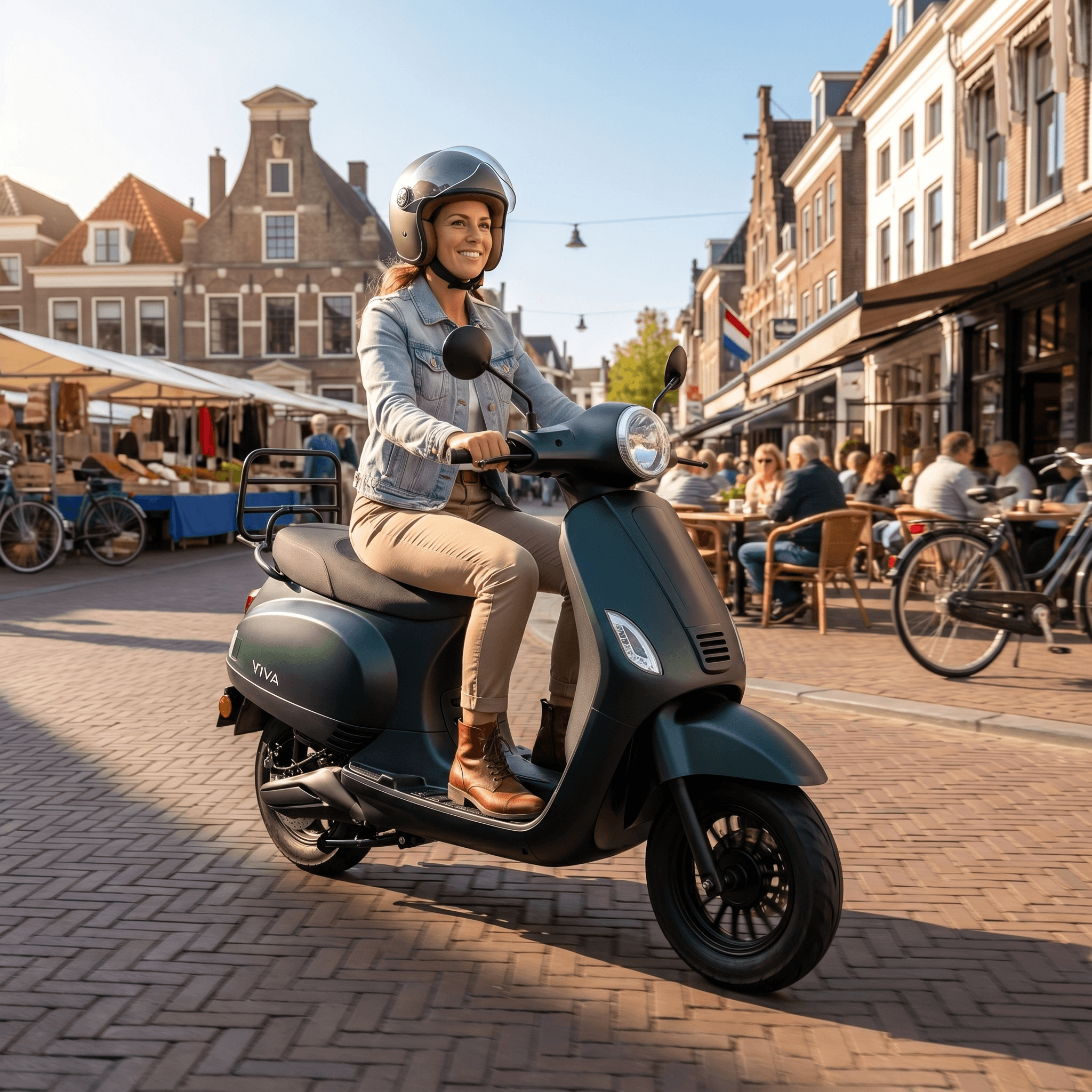 IVA Lux Electric 2.0 Kameleon elektrische scooter met zwart en groene accenten, inclusief handvat en wielen in beeld