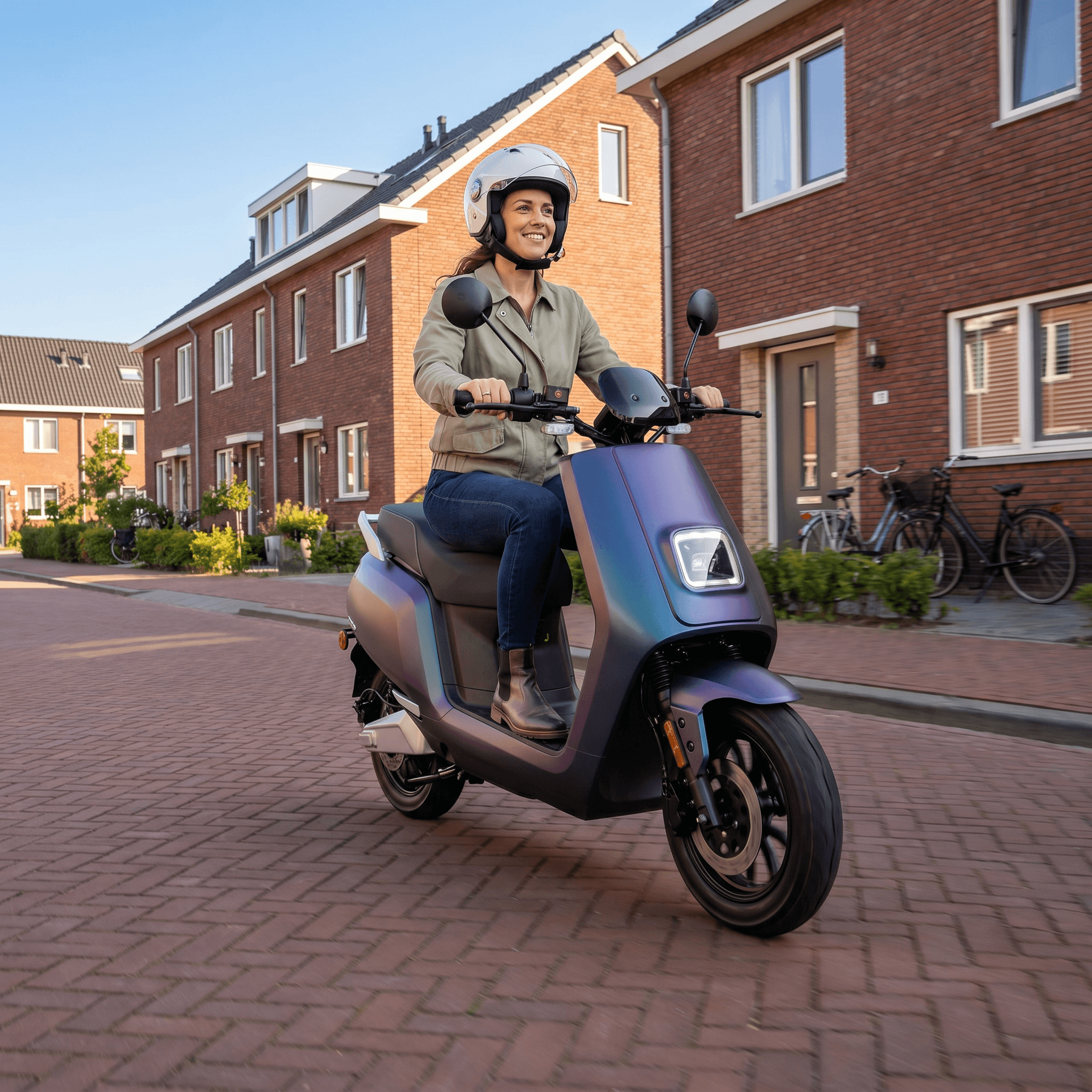 IVA E-GO S5 Kameleon elektrische scooter met inklapbaar ontwerp en kleurrijk chassis, geschikt voor stadsvervoer.