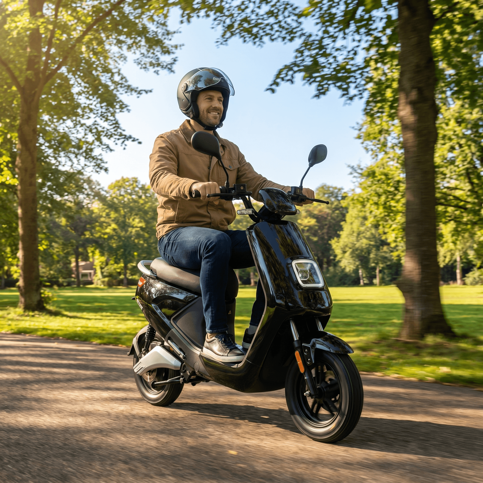 Zwarte IVA E-GO S4 elektrische scooter met handvatten en wielen, klaar voor gebruik.