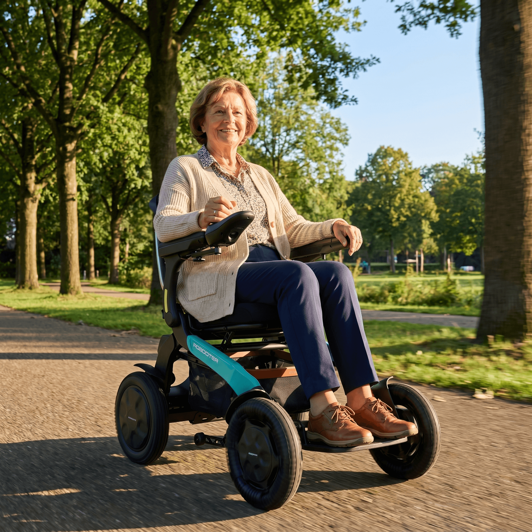 Robooter E60 rolstoel van IVA met comfort en gebruiksvriendelijk ontwerp, zichtbaar in de afbeelding.