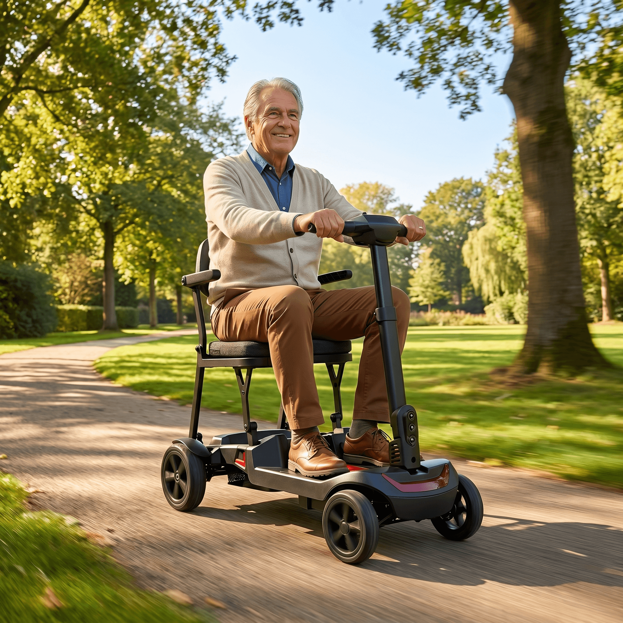 IVA Traveler 500 scootmobiel in rood, compacte elektrische scooter met comfortabele zithouding en gebruiksvriendelijk ontwerp.