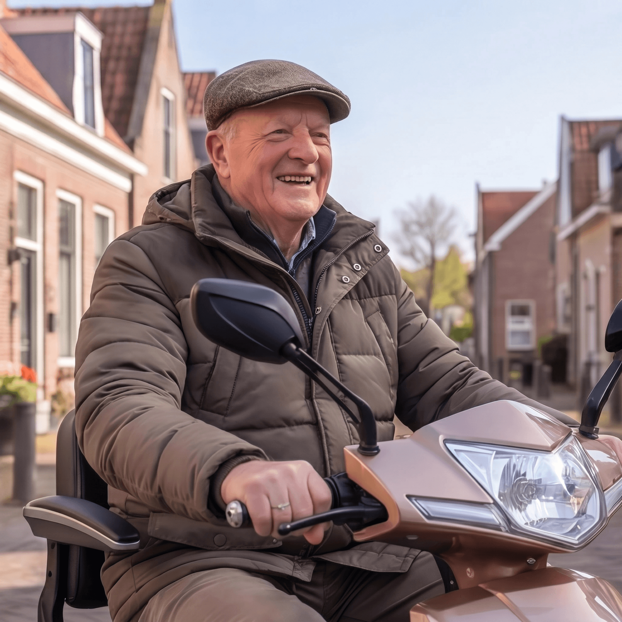 IVA Z1000 scootmobiel in champagnekleur met comfortabele zithouding en gebruiksvriendelijk ontwerp.
