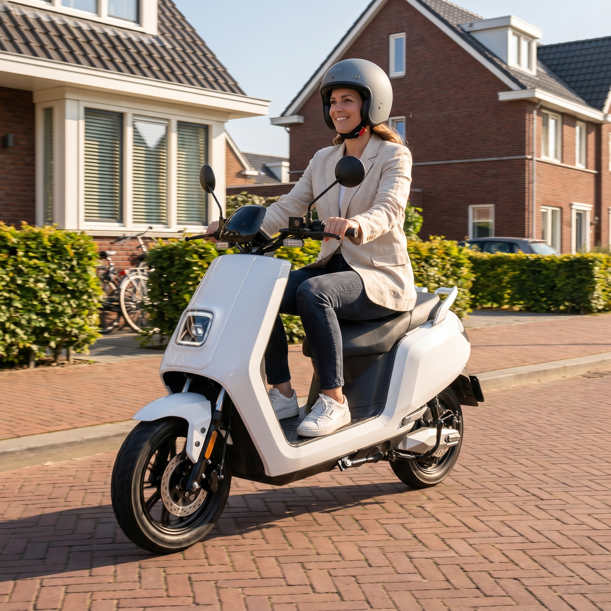 IVA E-GO S5 elektrische scooter in wit, met compacte ontwerp en handvatten, geschikt voor stadsverkeer.