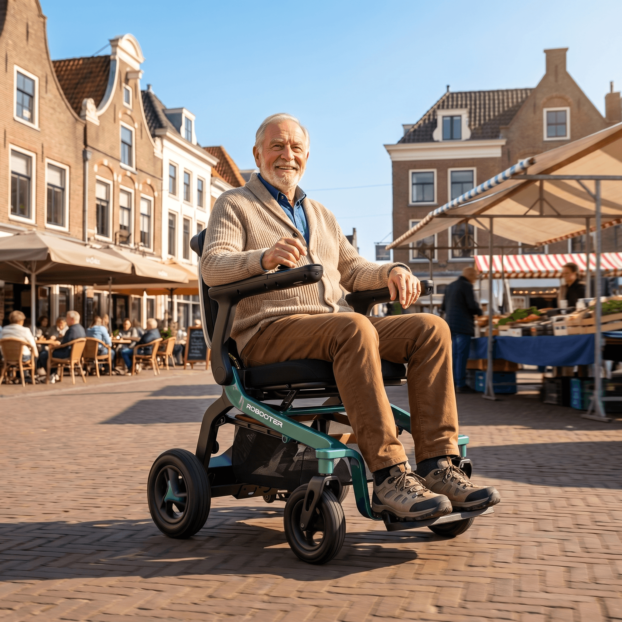 Groene Robooter E40 rolstoel van IVA met comfortabele zitting en wielen, geschikt voor mobiliteit en dagelijks gebruik.