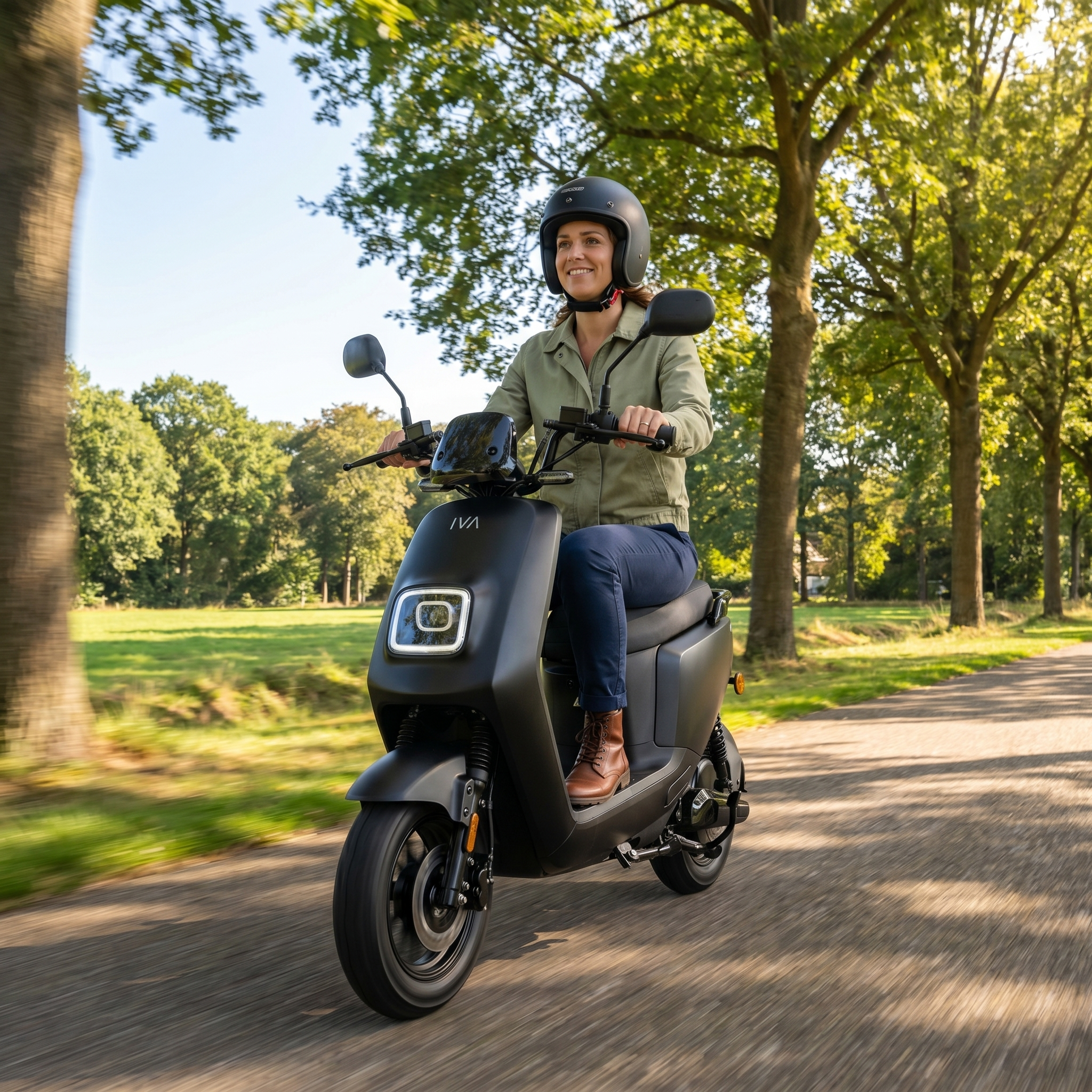 IVA E-GO S4 2.0 e-scooter in matzwart, met elektrische aandrijving en compacte ontwerp, ideaal voor stadsgebruik