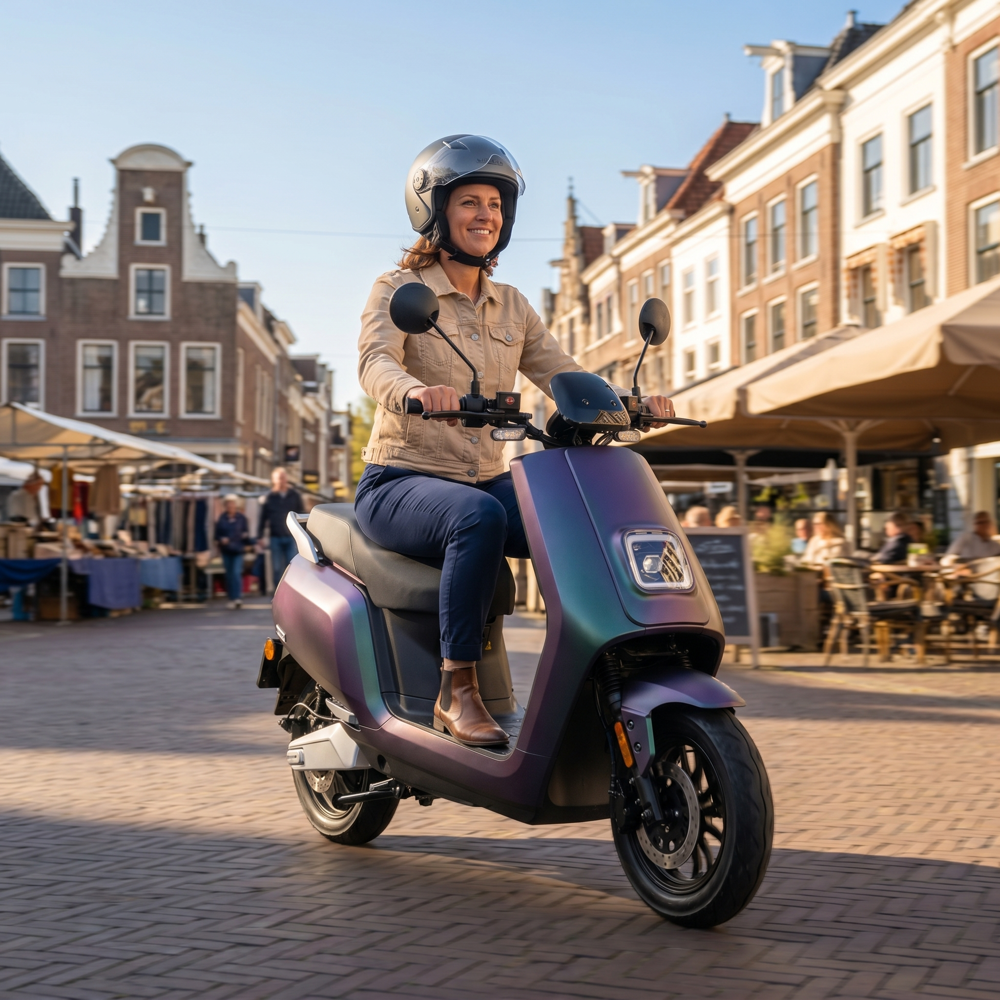 IVA E-GO S5 Kameleon elektrische scooter met zwart ontwerp en compacte frame, ideaal voor stadsvervoer.