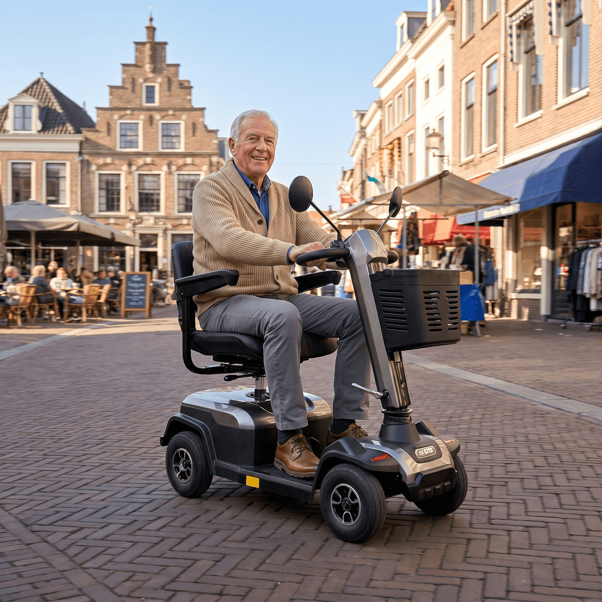 IVA Rider 300 scootmobiel in grijs, elektrische mobiliteit met comfortabele zitting en stuur, ideaal voor mobiliteitsondersteuning