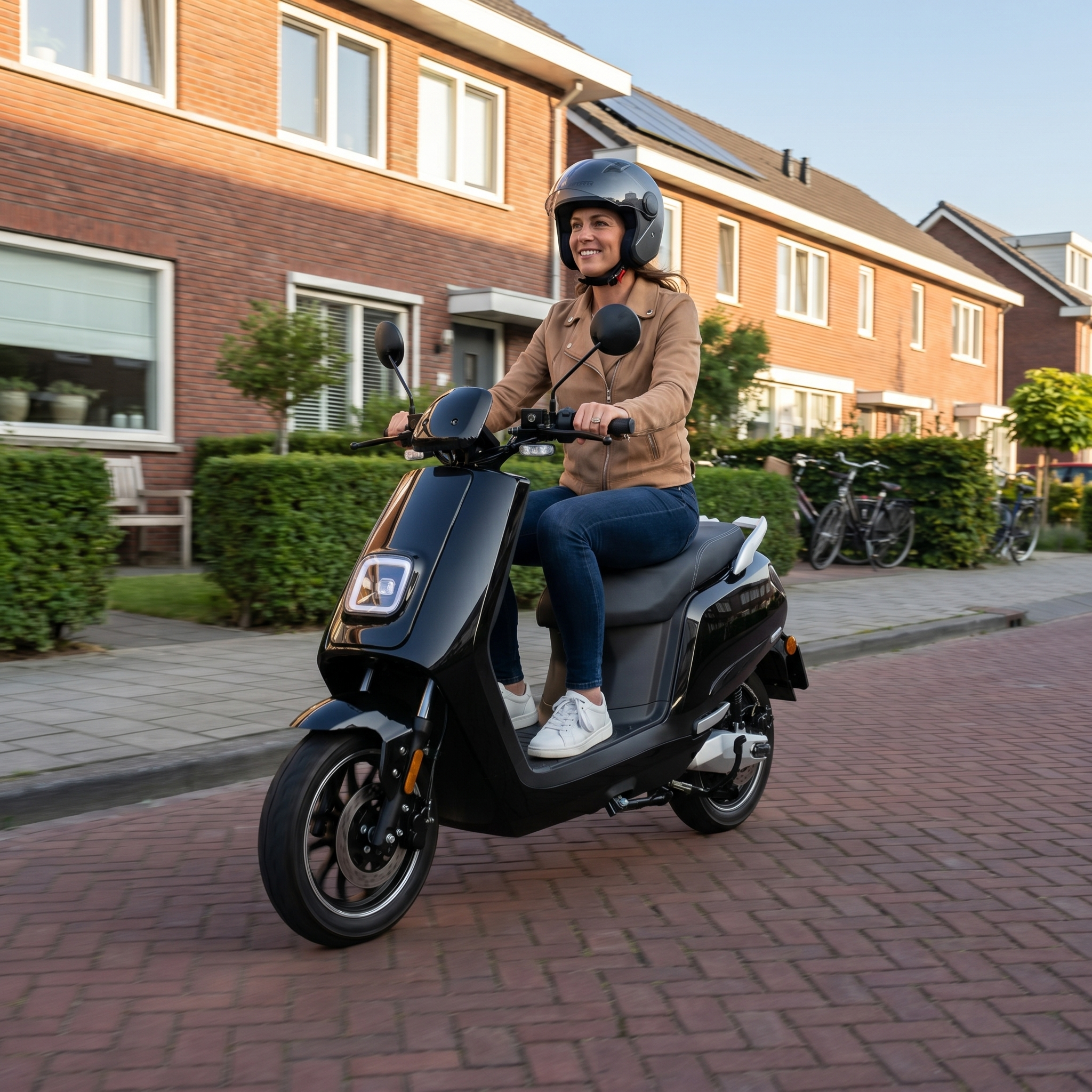 Zwarte IVA E-GO S5 elektrische scooter met handvat en display, geschikt voor stadsvervoer.