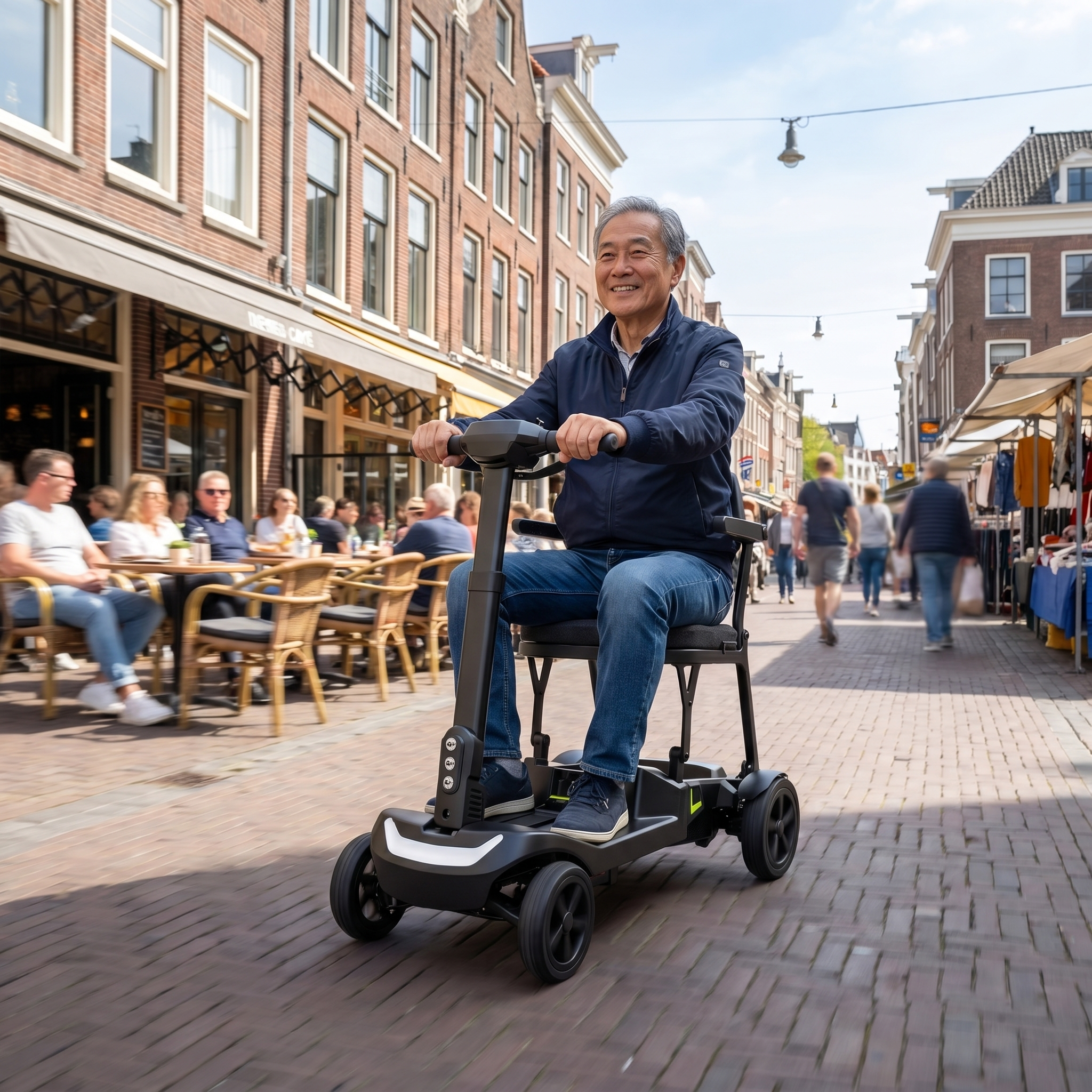 IVA Traveler 500 Zwart - sfeerbeeld in een Nederlands stadscentrum