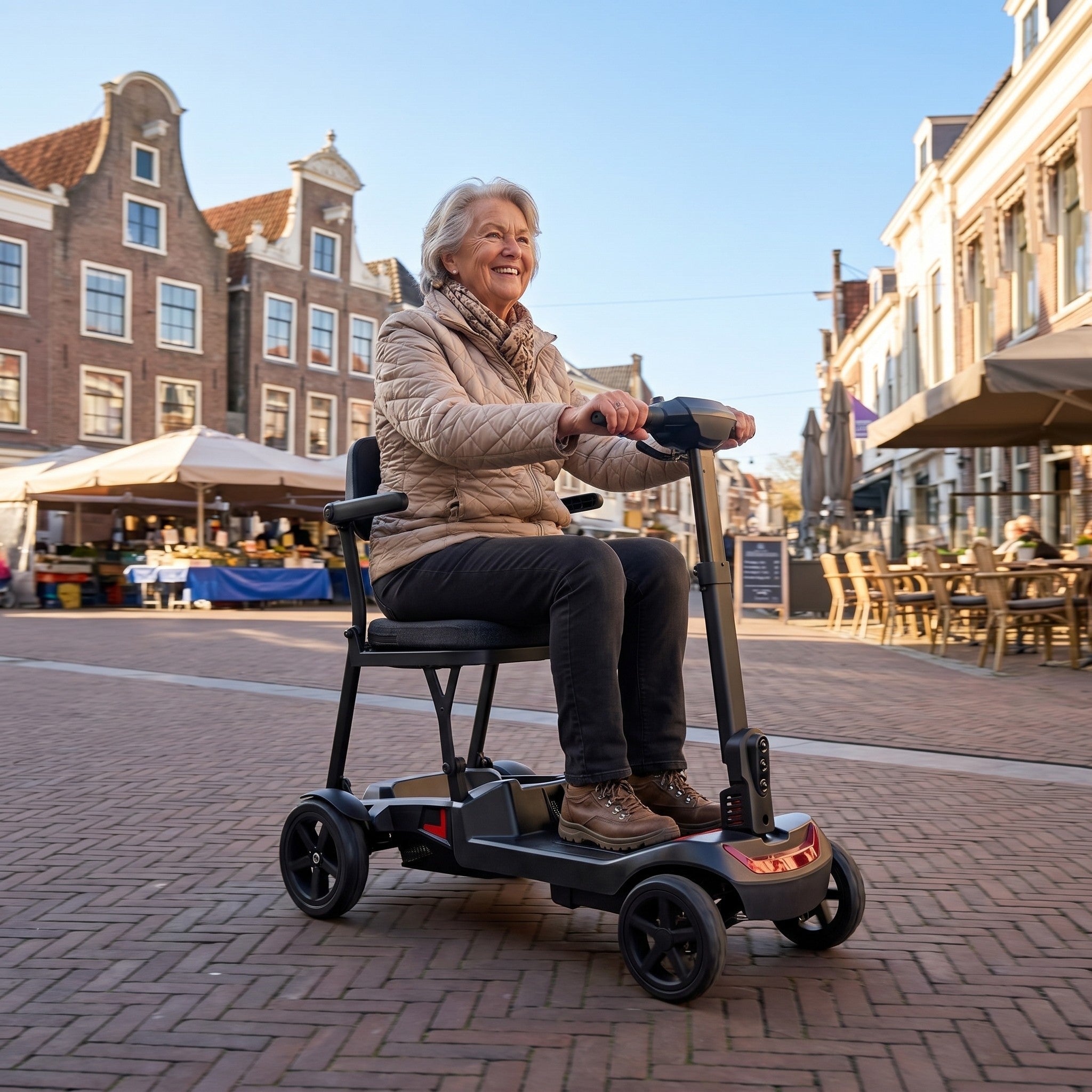 IVA Traveler 500 Superlight Zwart opgevouwen, past in vrijwel elke kofferbak